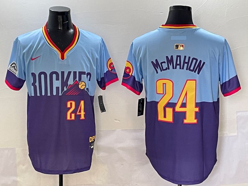 Men Colorado Rockies 24 Mcmahon Purple blue Joint Name 2025 Nike MLB Jersey style 2